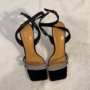 SHEIN - 8.5 - Rhinestone Decor Twist Ankle Strap Heels